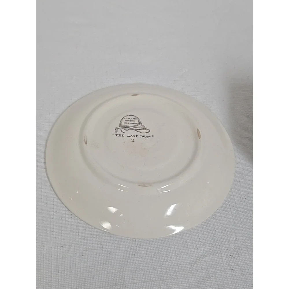Copeland Spode England Herring‎ Hunt Green #4 Footed Demitasse Cup and #2 Saucer